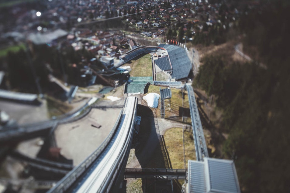 Blick von der Skisprungschanze Obersdorf