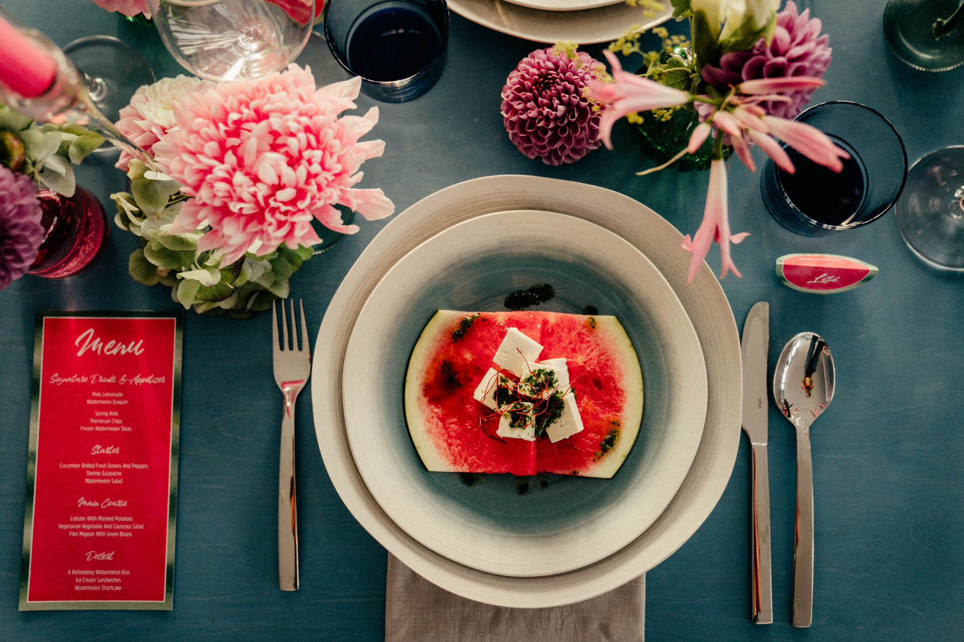 Melone als Hochzeitsthema bei der Tischdeko