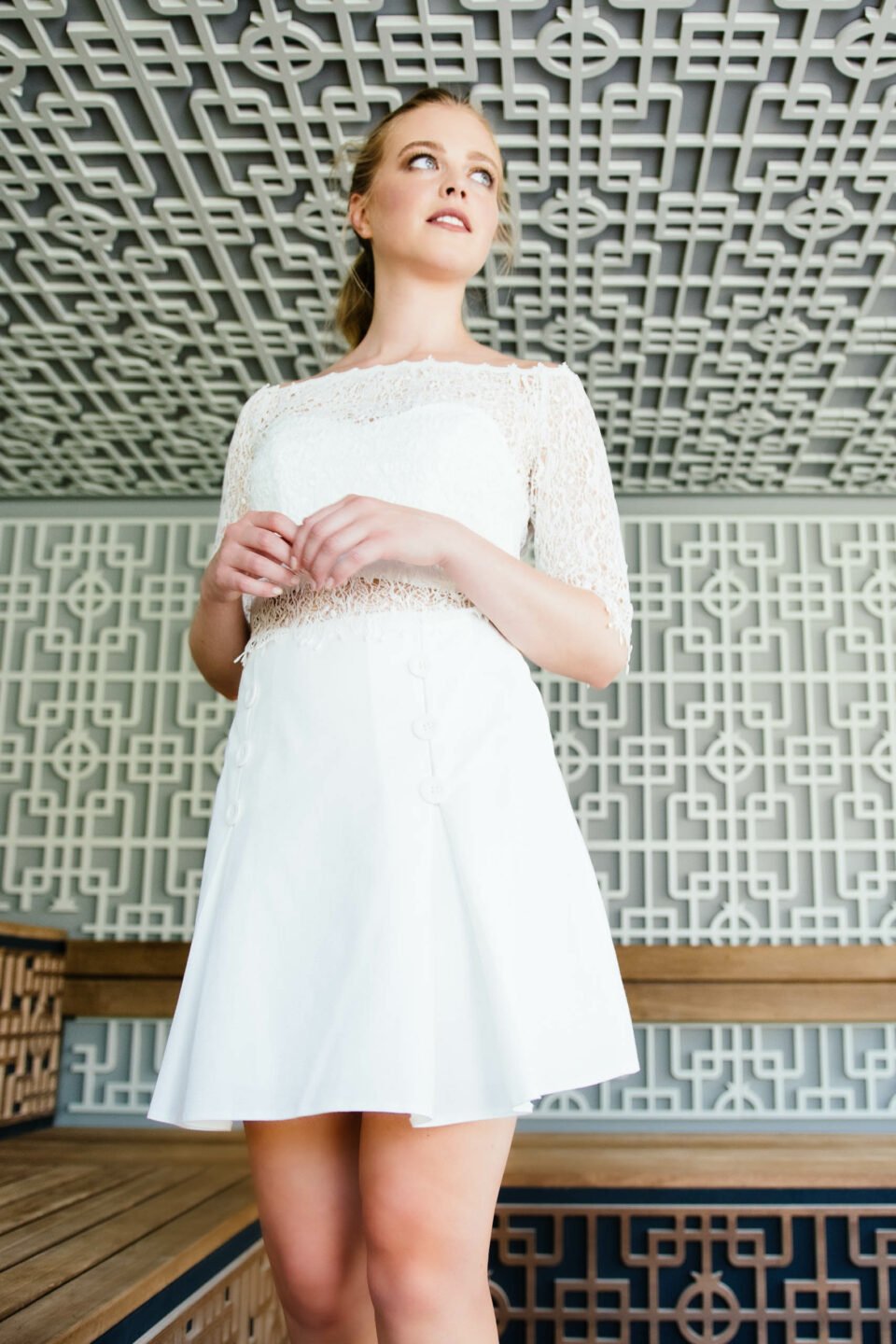 Nachhaltiger Brautkleid Zweiteiler mit Minirock