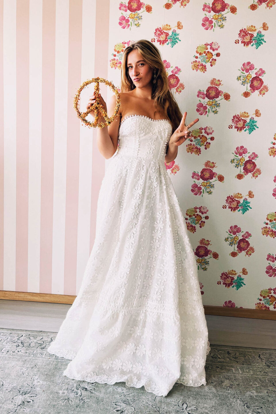 Blüten Brautkleid Hippie Look edel