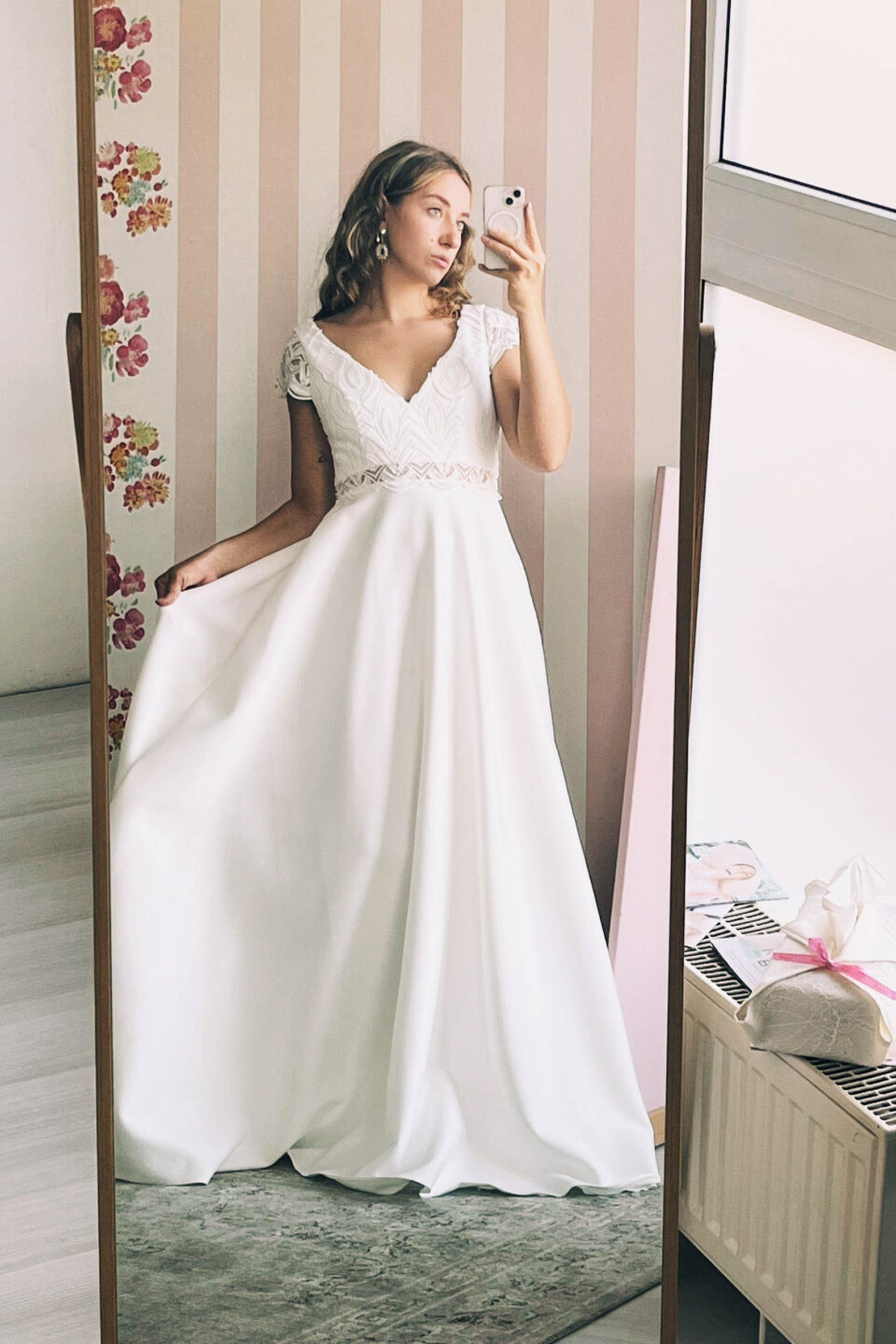 Vintage Brautkleid V-Neck