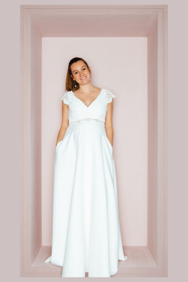 Umstandsbrautkleid mit Taschen