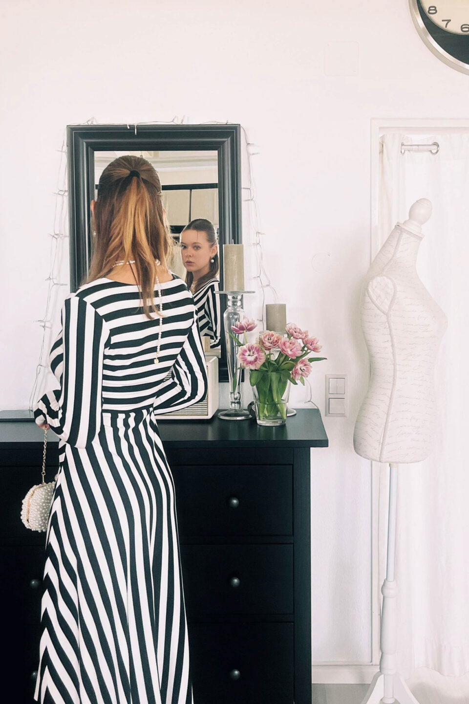 Brautkleid schwarz-weiss gestreift