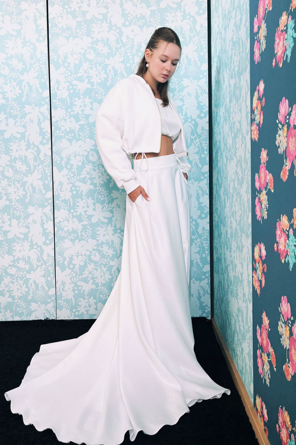 Brautrock mit Schleppe und Taschen